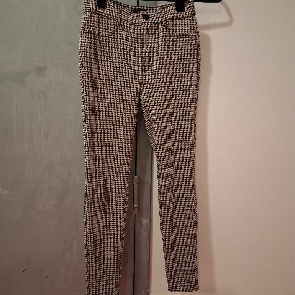 Skinny houndstooth pants with button and zipper LOFT petite size 00P